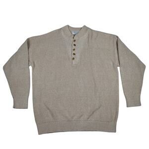 Vintage beige/khaki fisherman's heavy chunky cotton sweater Men's sz xlarge USA